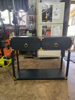 Navy blue and gold table