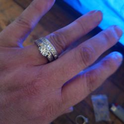 Size Nine Ring Gem Stones Silver 925 