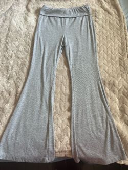 Grey bell bottoms.
