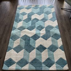 Modern Teal Geometric Area Rug