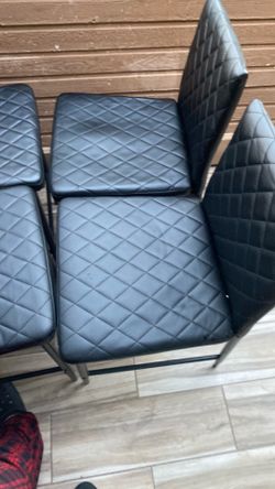 Black Quilted Faux Leather Dining Chairs Set