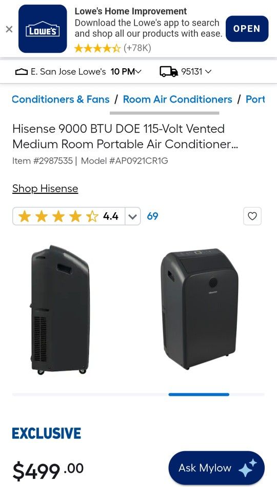 Like New - Hisense Portable Air Conditioner