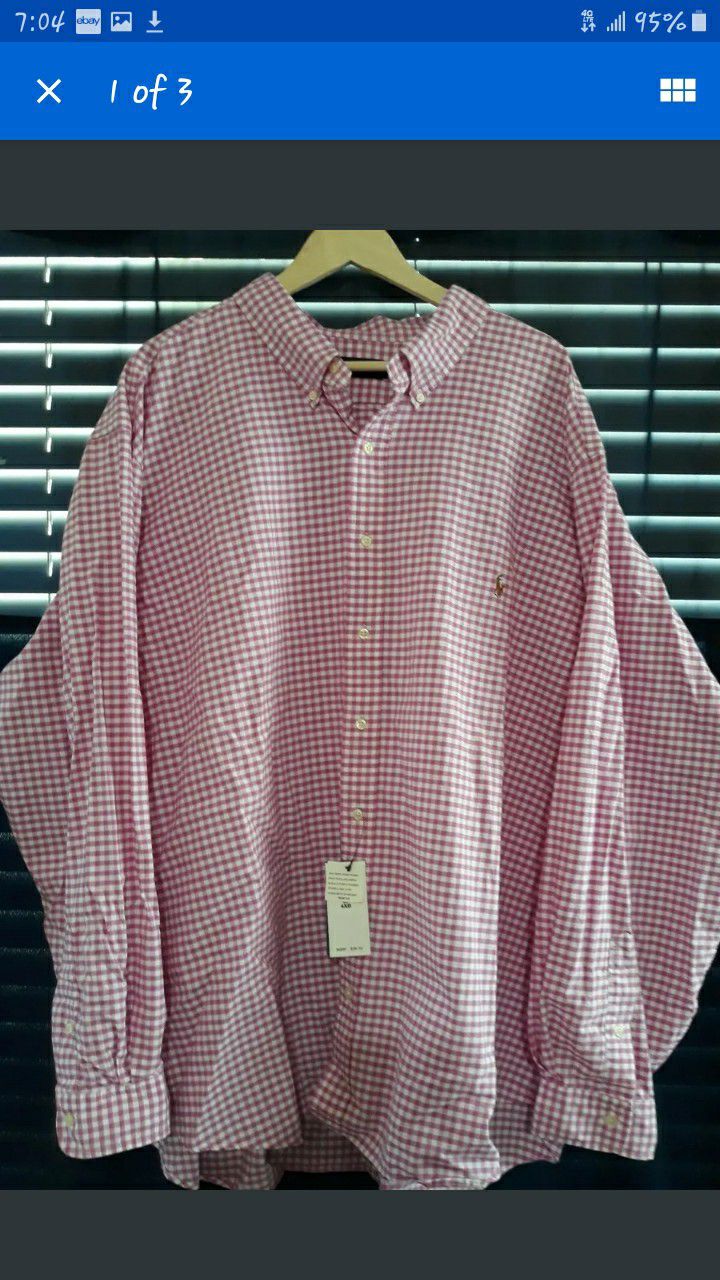 Ralph Lauren Mens Buttondown Shirt Long Sleeve Collared Button Up 4XB