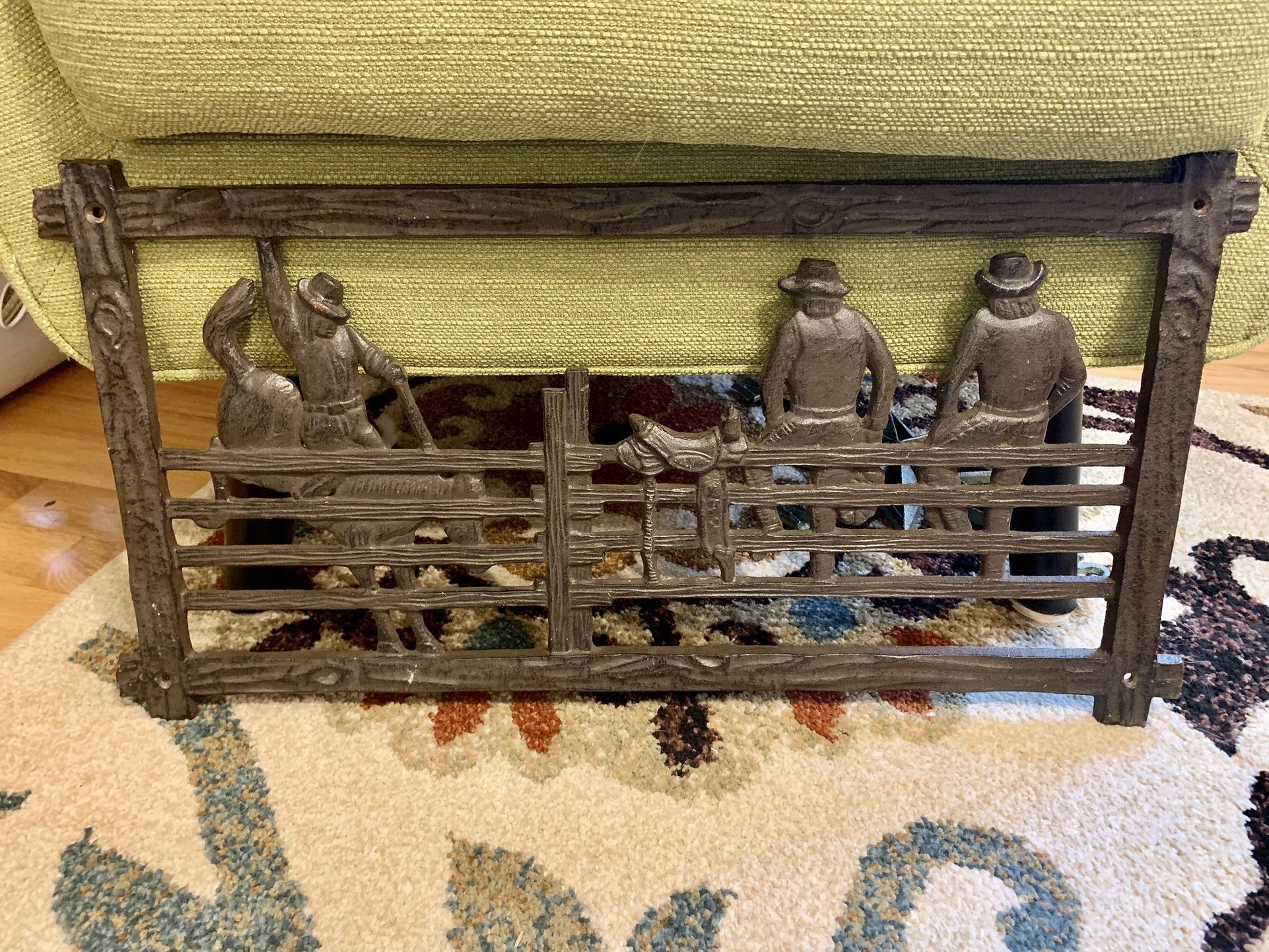 Rustic Cast Iron Wall Hanging Ranch Scene