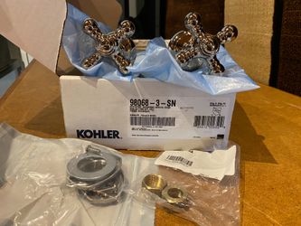 NEW! KOHLER Artifacts Bathroom Sink Cross Handles, Polished Nickel Model #98068-3-SN