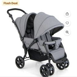  Double Stroller Foldable Baby Twin Lightweight Travel Stroller Infant Pushchair Grey