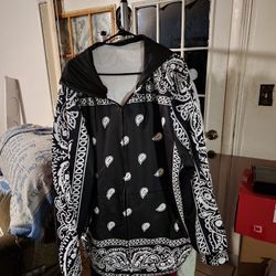 Black Bandana Print Hoodie Mens 3xl