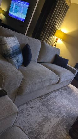 Grey sofa and loveseat