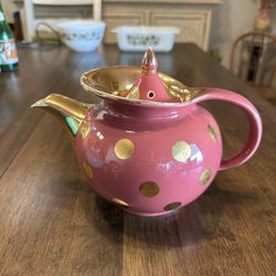 Vintage Mid Century Hall, Pottery, Polkadot Windshield Teapot
