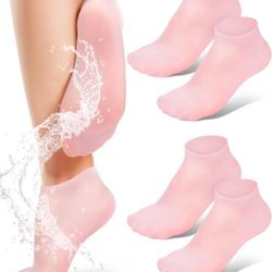 NEW! Soft Silicone Stretchy Moisturizing Socks for Feet (2 Pairs)