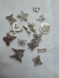 Silver Butterfly Charm Set Mixed Lot