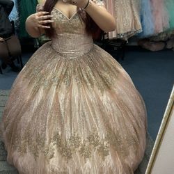 Pink and gold  quince/ballroom dress 