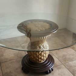 Gold Pineapple Glass Top Table 