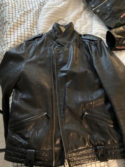 All Saints Men's Black Griffin Leather Biker Moto Jacket Size Large..MINT condition 🔥🔥retails $600