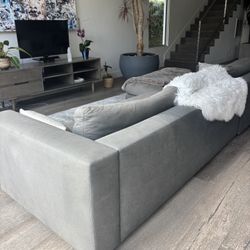 CB2 blue gray sectional couch