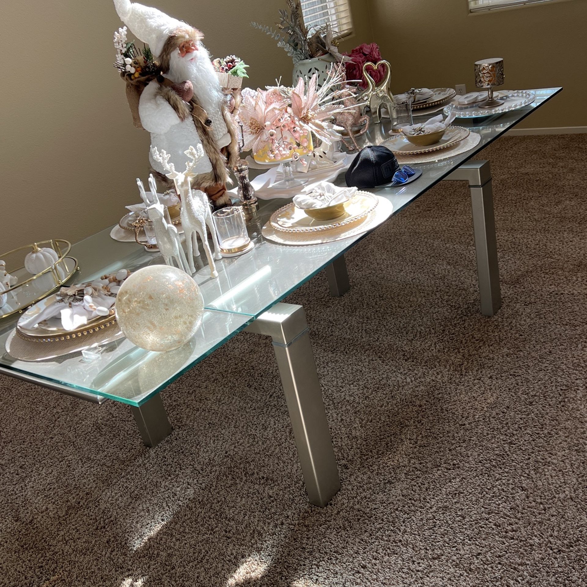 Glass Table Extendable 8-12 Seats