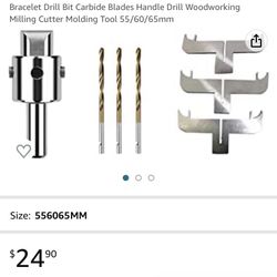 Bracelet Drill Bit Carbide Blades Handle Drill Woodworking Milling Cutter Molding Tool 55/60/65mm