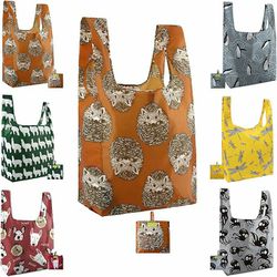 BeeGreen 6 Packs Animals Reusable Grocery Bags Reusable Shopping Bags For Groceries Foldable Washable Polyester X-Large Grocery Tote Bags For Women 