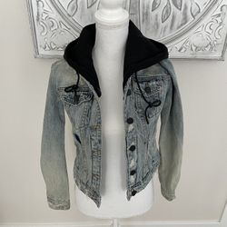 [BLANKNYC] womens Black Hooded Denim Jacket, XS