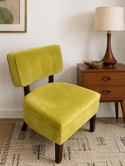 Mid-Century Velvet Accent Slipper Chair