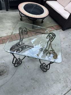 Iron Side Table With Glass Top