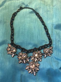 Women’s Statement Bib Necklace Black Chain Jewelry Geomtric Crystals used pendant disconnect