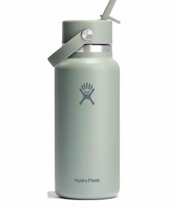 Hydro Flask 32 oz Wide Mouth with Flex Straw Cap | Sage Green Insulated Water Bottle