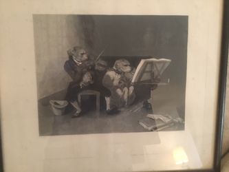 French lithograph of monkey duet by Decampe.
