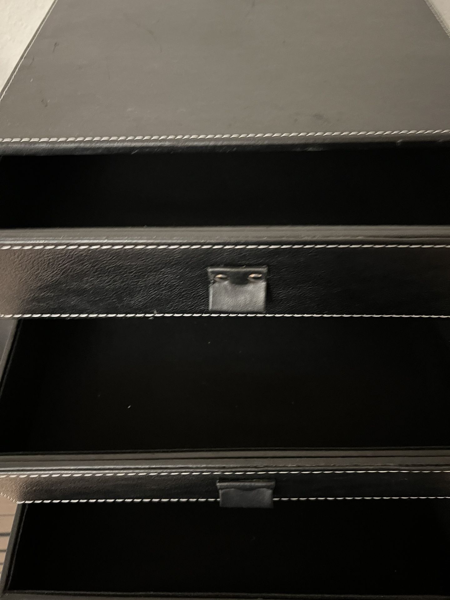 Faux Leather Storage With 3 Drawers For Desk