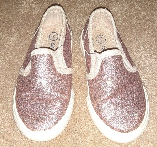 Cat & Jack Target Brand Sparkly Pink Little Girls' Size 7 Slip On Sneakers