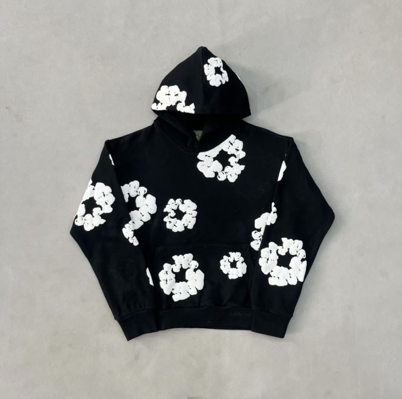 Black Denim Tears Cotton Wreath Hoodie Size Small With receipt