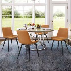 18 in.Whiskey Brown Low Back Metal Frame Dining Chair