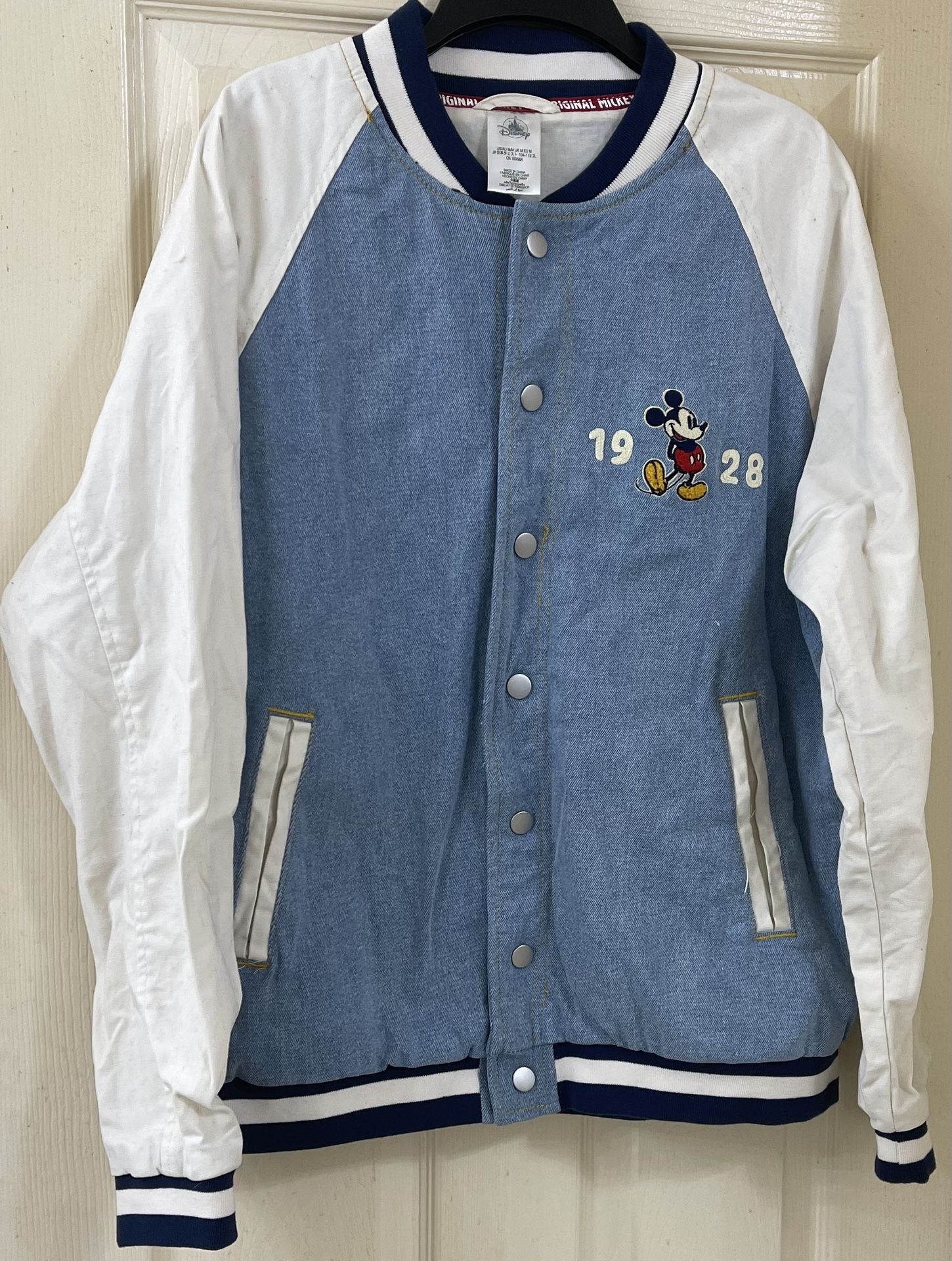 Disney Mickey Mouse 1928 League Denim Varsity Jacket Adult size M