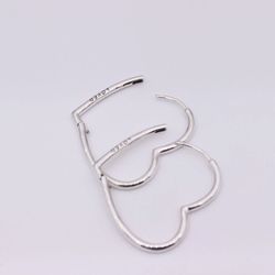 PANDORA Sterling Silver LOVED Asymmetric Heart Hoop Earrings 298307C00