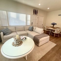 West Elm Harris Couch - material: eco weave, color: oyster