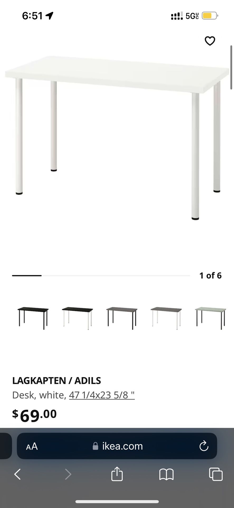 IKEA White Desk Like New With Legs