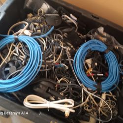 Heavy Duty Tote Of Misc Electronic Cords