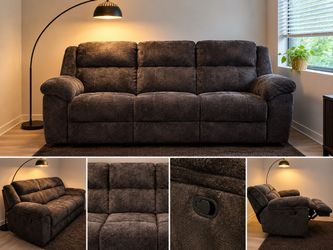 3-Seat Reclining Sofa Chocolate Chenille Ashley
