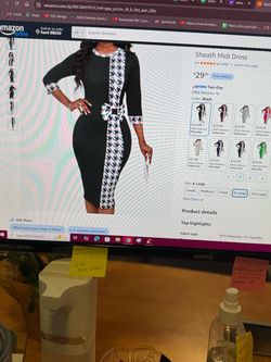 Black Houndstooth Sheath Midi Dress