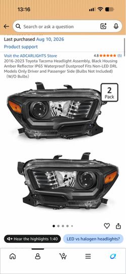 Passenger side headlight housing for Toyota Tacoma