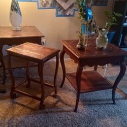 Cherry Wood End Table Set 