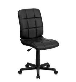 Black Quilted Armless Rolling Office Chair