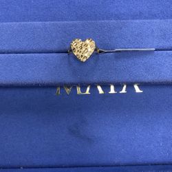 14k Gold Nugget Heart Ring Size-8.25