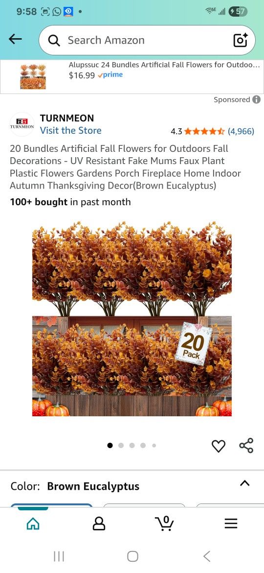 20 Bundles Artificial Fall Flowers for Outdoors Fall Decorations - UV Resistant Fake Mums Faux Plant Plastic Flowers Gardens Porch Fireplace Home Indo