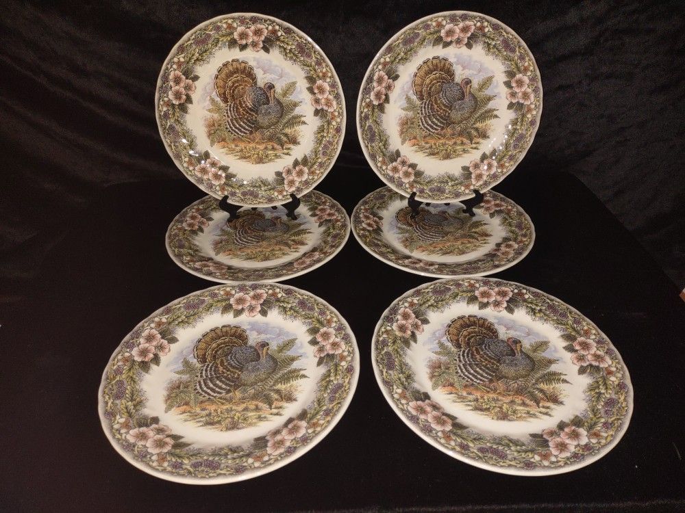 6 Queen's Myott Factory Thanksgiving Dinner Plates