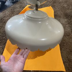 Vintage Mid-Century 15” Round Flying Saucer  Shape Ceiling Light Gold Tone