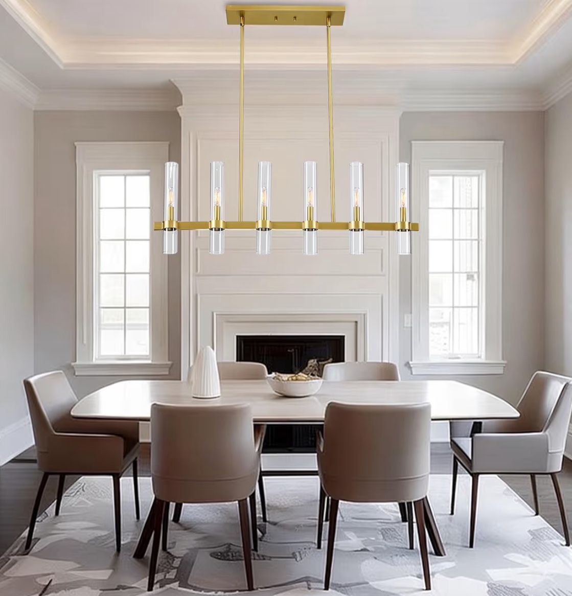 Brand New Gold Chandelier Light Fixture  6 Bulb