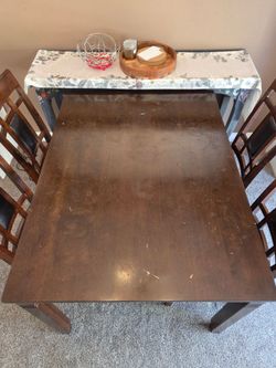 Wood dining table set with 4 chairs