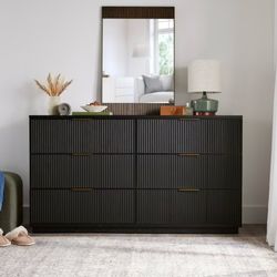 Black Fluted 6-Drawer Dresser
