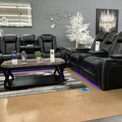 Power Sofa & Loveseat W Headrest, USB ports & LED lights